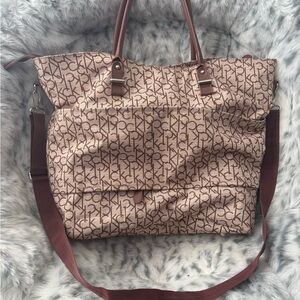 Calvin Klein Pink and Brown Monogram Tote